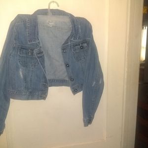 Old Navy Distressed Denim Blue Jean Jacket